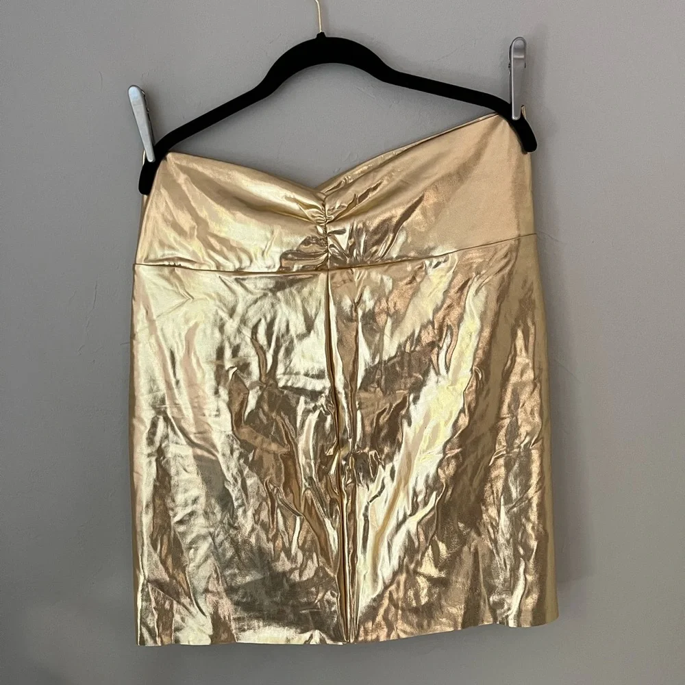 ✨SKIMS METALLIC SWIM MINI SARONG SKIRT COVER UP IN GOLD 2X